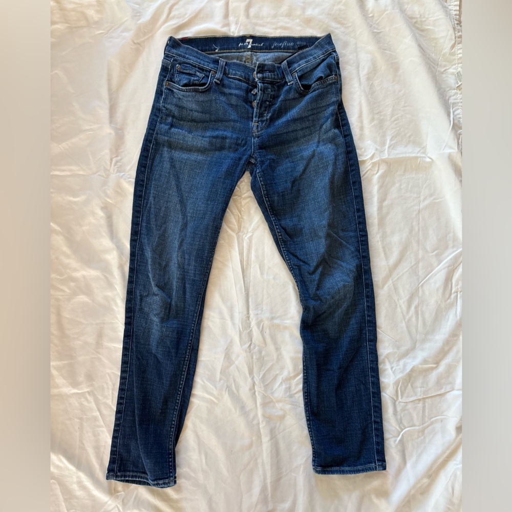 7 For All Mankind Dark Blue Skinny Boyfriend Jeans